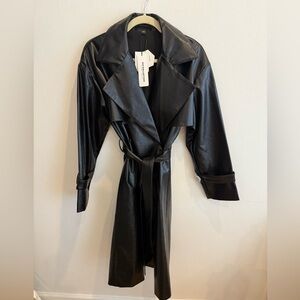 NWT OW COLLECTION Faux Leather Trench Coat